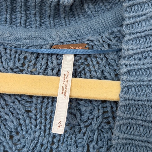 Free People Blue Cable Knit Cardigan with White Trim - Picture 3 of 3